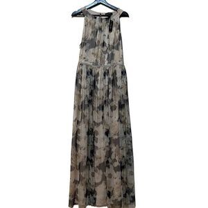 Candalite Ivory Cream Dark Floral beaded belt Maxi Dress XL
